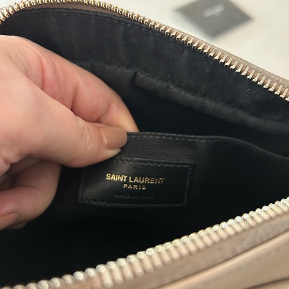 Authentic YSL Calfskin Matelasse Monogram Lou Camera Bag Dark Beige - Picture 13 of 14